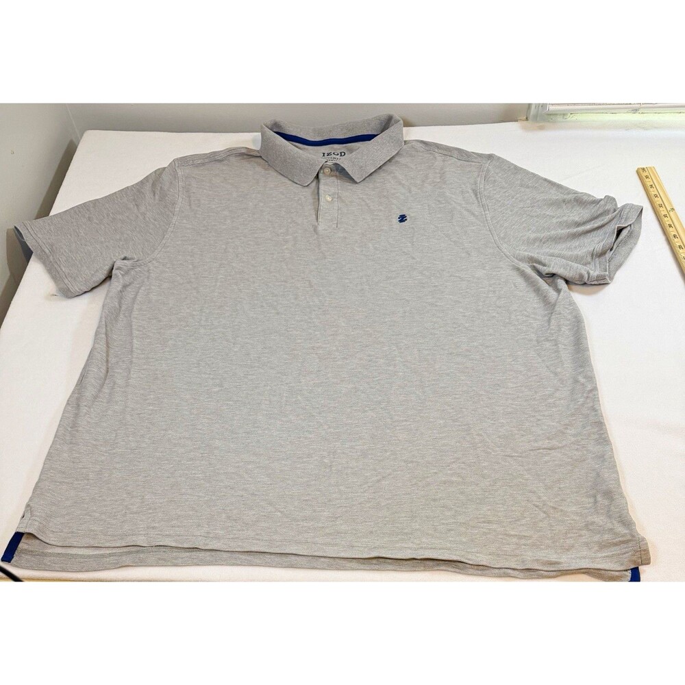 IZOD Advantage Performance Polo Men's 4XLT Gray Solid Stretch Short Sleeve Logo